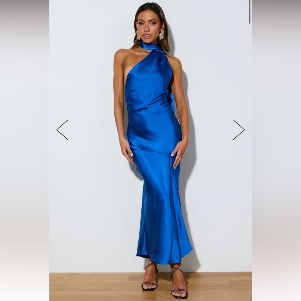 ATHENIAN SATIN MAXI DRESS COBALT BLUE